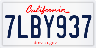 CA license plate 7LBY937