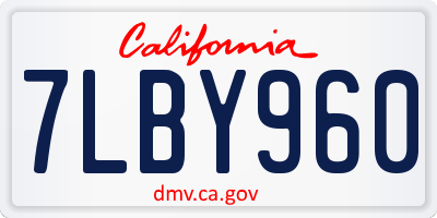 CA license plate 7LBY960