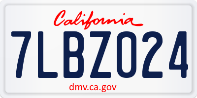 CA license plate 7LBZ024