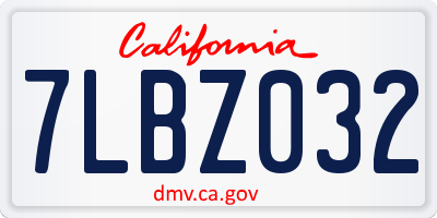 CA license plate 7LBZ032