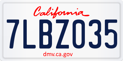 CA license plate 7LBZ035