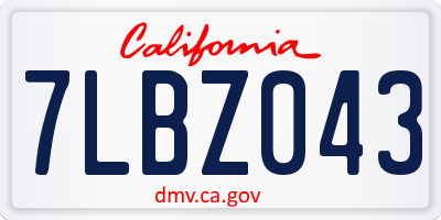 CA license plate 7LBZ043