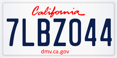 CA license plate 7LBZ044