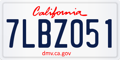 CA license plate 7LBZ051