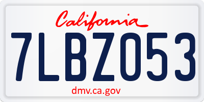 CA license plate 7LBZ053
