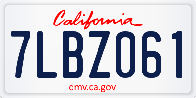 CA license plate 7LBZ061