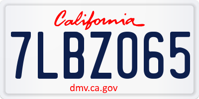 CA license plate 7LBZ065