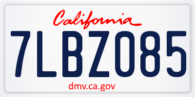 CA license plate 7LBZ085