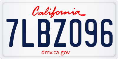 CA license plate 7LBZ096