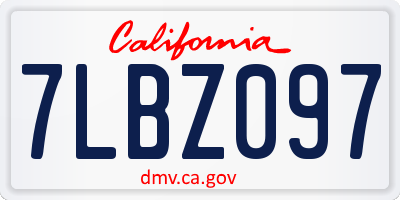 CA license plate 7LBZ097