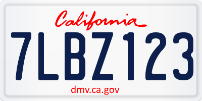 CA license plate 7LBZ123