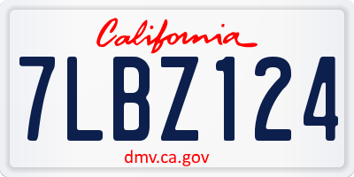 CA license plate 7LBZ124