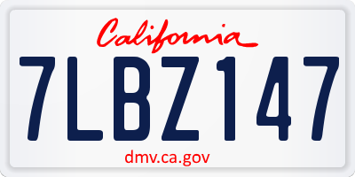 CA license plate 7LBZ147