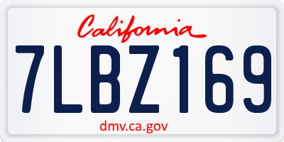 CA license plate 7LBZ169