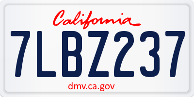 CA license plate 7LBZ237