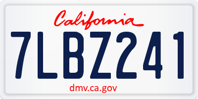 CA license plate 7LBZ241