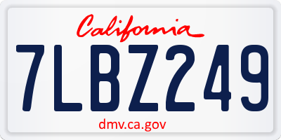 CA license plate 7LBZ249