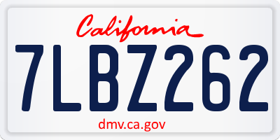 CA license plate 7LBZ262