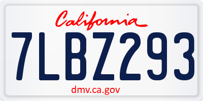 CA license plate 7LBZ293