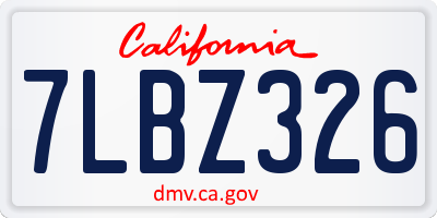 CA license plate 7LBZ326