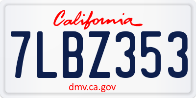 CA license plate 7LBZ353