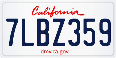 CA license plate 7LBZ359