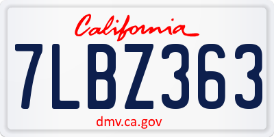 CA license plate 7LBZ363