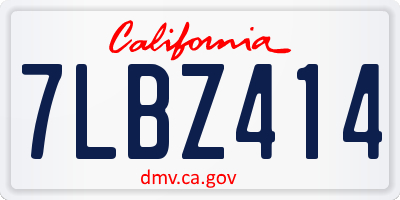 CA license plate 7LBZ414