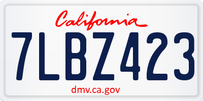 CA license plate 7LBZ423