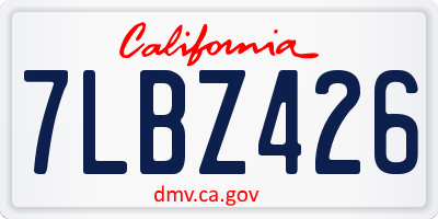 CA license plate 7LBZ426