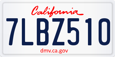 CA license plate 7LBZ510