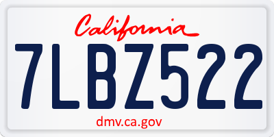 CA license plate 7LBZ522