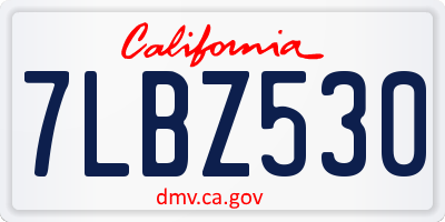 CA license plate 7LBZ530