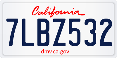CA license plate 7LBZ532