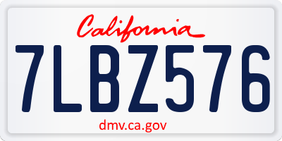 CA license plate 7LBZ576
