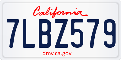 CA license plate 7LBZ579