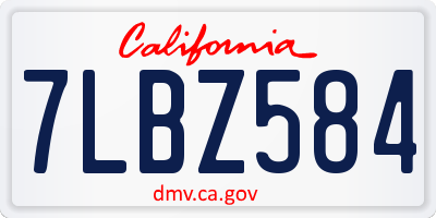CA license plate 7LBZ584