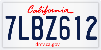 CA license plate 7LBZ612