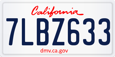 CA license plate 7LBZ633