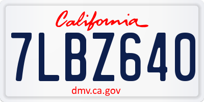 CA license plate 7LBZ640