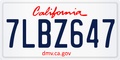 CA license plate 7LBZ647