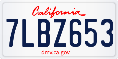 CA license plate 7LBZ653