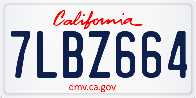 CA license plate 7LBZ664
