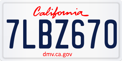 CA license plate 7LBZ670