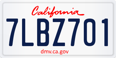 CA license plate 7LBZ701
