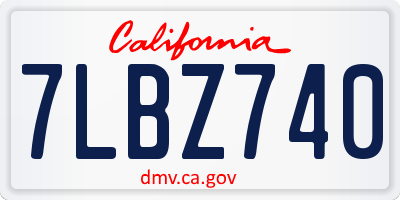 CA license plate 7LBZ740