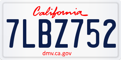CA license plate 7LBZ752