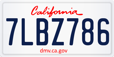 CA license plate 7LBZ786