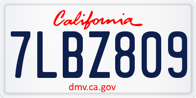 CA license plate 7LBZ809