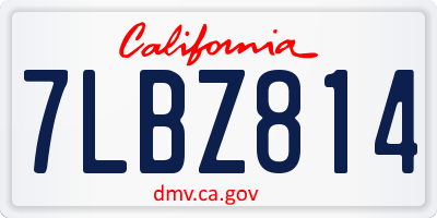 CA license plate 7LBZ814